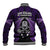 New Zealand Aotearoa Rugby Baseball Jacket NZ Tiki With Maori Fern World Cup Purple Version - Wonder Print Shop