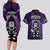 New Zealand Aotearoa Rugby Couples Matching Long Sleeve Bodycon Dress and Hawaiian Shirt NZ Tiki With Maori Fern World Cup Purple Version - Wonder Print Shop