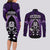 New Zealand Aotearoa Rugby Couples Matching Long Sleeve Bodycon Dress and Long Sleeve Button Shirts NZ Tiki With Maori Fern World Cup Purple Version - Wonder Print Shop