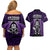 New Zealand Aotearoa Rugby Couples Matching Off Shoulder Short Dress and Hawaiian Shirt NZ Tiki With Maori Fern World Cup Purple Version - Wonder Print Shop