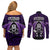 New Zealand Aotearoa Rugby Couples Matching Off Shoulder Short Dress and Long Sleeve Button Shirts NZ Tiki With Maori Fern World Cup Purple Version - Wonder Print Shop