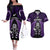 New Zealand Aotearoa Rugby Couples Matching Off The Shoulder Long Sleeve Dress and Hawaiian Shirt NZ Tiki With Maori Fern World Cup Purple Version - Wonder Print Shop