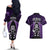 New Zealand Aotearoa Rugby Couples Matching Off The Shoulder Long Sleeve Dress and Hawaiian Shirt NZ Tiki With Maori Fern World Cup Purple Version - Wonder Print Shop