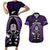 New Zealand Aotearoa Rugby Couples Matching Short Sleeve Bodycon Dress and Hawaiian Shirt NZ Tiki With Maori Fern World Cup Purple Version - Wonder Print Shop