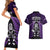 New Zealand Aotearoa Rugby Couples Matching Short Sleeve Bodycon Dress and Hawaiian Shirt NZ Tiki With Maori Fern World Cup Purple Version - Wonder Print Shop