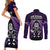 New Zealand Aotearoa Rugby Couples Matching Short Sleeve Bodycon Dress and Long Sleeve Button Shirts NZ Tiki With Maori Fern World Cup Purple Version - Wonder Print Shop