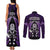 New Zealand Aotearoa Rugby Couples Matching Tank Maxi Dress and Long Sleeve Button Shirts NZ Tiki With Maori Fern World Cup Purple Version - Wonder Print Shop