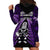 New Zealand Aotearoa Rugby Hoodie Dress NZ Tiki With Maori Fern World Cup Purple Version - Wonder Print Shop