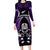 New Zealand Aotearoa Rugby Long Sleeve Bodycon Dress NZ Tiki With Maori Fern World Cup Purple Version - Wonder Print Shop