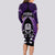 New Zealand Aotearoa Rugby Long Sleeve Bodycon Dress NZ Tiki With Maori Fern World Cup Purple Version - Wonder Print Shop