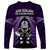 New Zealand Aotearoa Rugby Long Sleeve Shirt NZ Tiki With Maori Fern World Cup Purple Version - Wonder Print Shop