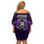 New Zealand Aotearoa Rugby Off Shoulder Short Dress NZ Tiki With Maori Fern World Cup Purple Version - Wonder Print Shop