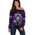 New Zealand Aotearoa Rugby Off Shoulder Sweater NZ Tiki With Maori Fern World Cup Purple Version - Wonder Print Shop