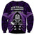 New Zealand Aotearoa Rugby Sweatshirt NZ Tiki With Maori Fern World Cup Purple Version - Wonder Print Shop