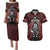 New Zealand Aotearoa Rugby Couples Matching Puletasi Dress and Hawaiian Shirt NZ Tiki With Maori Fern World Cup Red Version - Wonder Print Shop