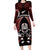 New Zealand Aotearoa Rugby Long Sleeve Bodycon Dress NZ Tiki With Maori Fern World Cup Red Version - Wonder Print Shop