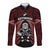 New Zealand Aotearoa Rugby Long Sleeve Button Shirt NZ Tiki With Maori Fern World Cup Red Version - Wonder Print Shop