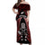 New Zealand Aotearoa Rugby Off Shoulder Maxi Dress NZ Tiki With Maori Fern World Cup Red Version - Wonder Print Shop