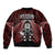 New Zealand Aotearoa Rugby Sleeve Zip Bomber Jacket NZ Tiki With Maori Fern World Cup Red Version - Wonder Print Shop