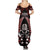 New Zealand Aotearoa Rugby Summer Maxi Dress NZ Tiki With Maori Fern World Cup Red Version - Wonder Print Shop