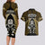 New Zealand Aotearoa Rugby Couples Matching Long Sleeve Bodycon Dress and Hawaiian Shirt NZ Tiki With Maori Fern World Cup Gold Version - Wonder Print Shop