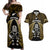 New Zealand Aotearoa Rugby Couples Matching Off Shoulder Maxi Dress and Hawaiian Shirt NZ Tiki With Maori Fern World Cup Gold Version - Wonder Print Shop