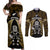 New Zealand Aotearoa Rugby Couples Matching Off Shoulder Maxi Dress and Long Sleeve Button Shirts NZ Tiki With Maori Fern World Cup Gold Version - Wonder Print Shop