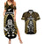 New Zealand Aotearoa Rugby Couples Matching Summer Maxi Dress and Hawaiian Shirt NZ Tiki With Maori Fern World Cup Gold Version - Wonder Print Shop