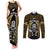 New Zealand Aotearoa Rugby Couples Matching Tank Maxi Dress and Long Sleeve Button Shirts NZ Tiki With Maori Fern World Cup Gold Version - Wonder Print Shop