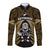 New Zealand Aotearoa Rugby Long Sleeve Button Shirt NZ Tiki With Maori Fern World Cup Gold Version - Wonder Print Shop