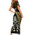 New Zealand Aotearoa Rugby Short Sleeve Bodycon Dress NZ Tiki With Maori Fern World Cup Gold Version - Wonder Print Shop