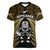 New Zealand Aotearoa Rugby Women V Neck T Shirt NZ Tiki With Maori Fern World Cup Gold Version - Wonder Print Shop