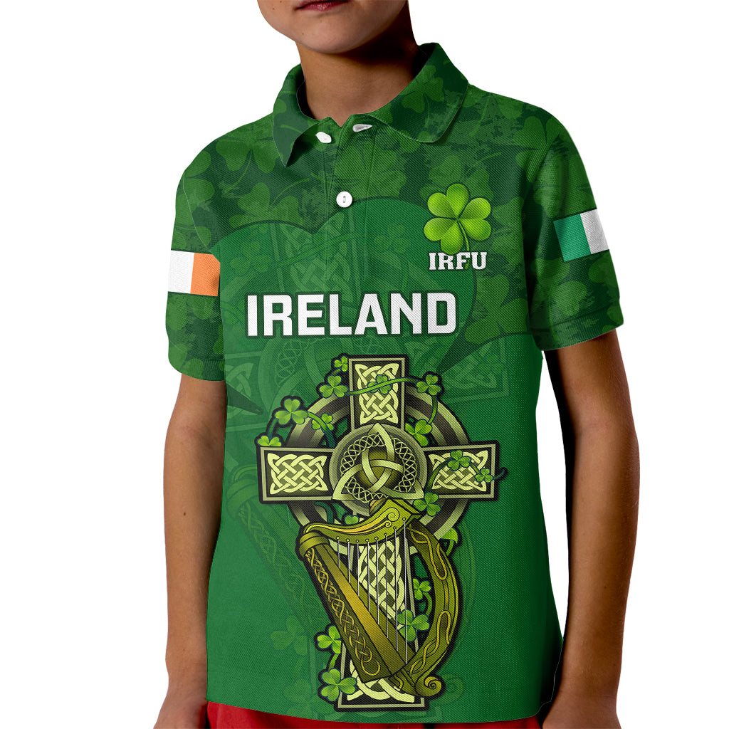 Ireland Rugby Kid Polo Shirt 2023 Word Cup Celtic Cross Go Champions Irish - Wonder Print Shop