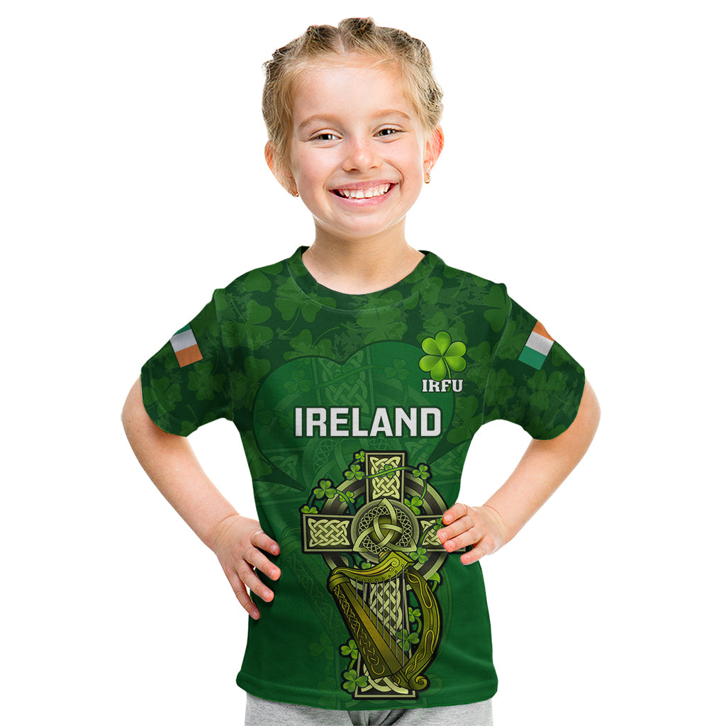 Ireland Rugby Kid T Shirt 2023 Word Cup Celtic Cross Go Champions Irish - Wonder Print Shop