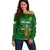 Ireland Rugby Off Shoulder Sweater 2023 Word Cup Celtic Cross Go Champions Irish - Wonder Print Shop