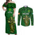 Custom Ireland Rugby Couples Matching Off Shoulder Maxi Dress and Long Sleeve Button Shirts 2023 Word Cup Celtic Cross Go Champions Irish - Wonder Print Shop