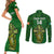 Custom Ireland Rugby Couples Matching Short Sleeve Bodycon Dress and Long Sleeve Button Shirts 2023 Word Cup Celtic Cross Go Champions Irish - Wonder Print Shop