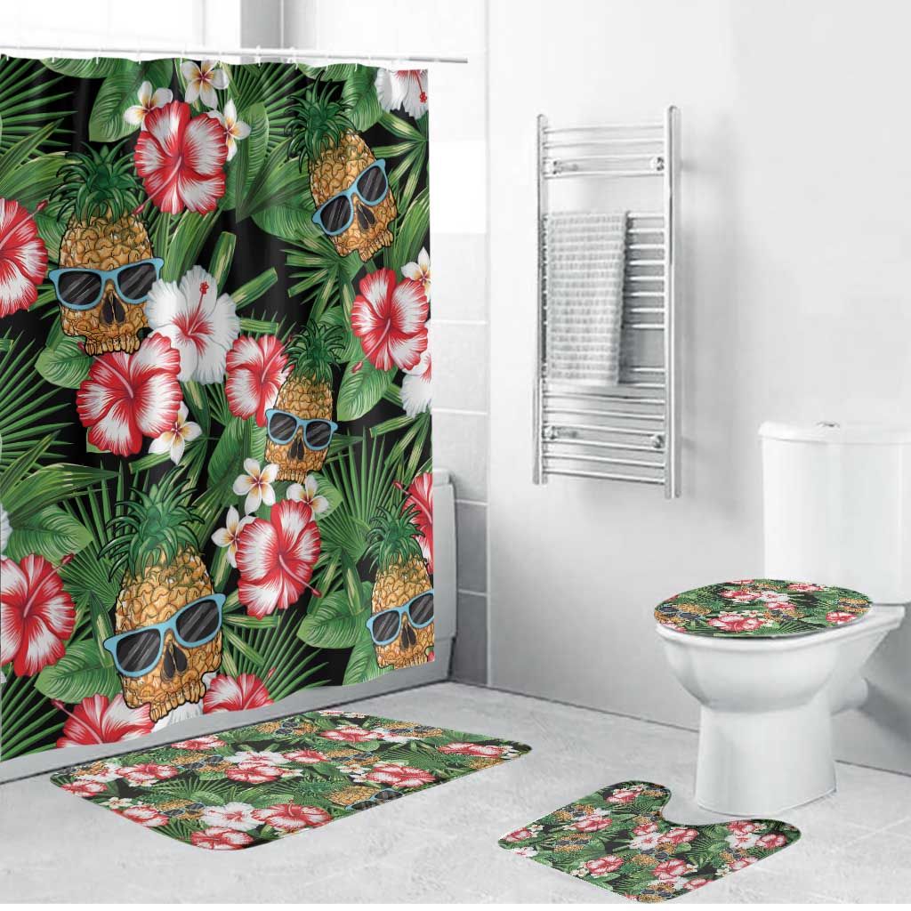 Pineapple Skull Aloha Hawaii Bathroom Set Summer Vibes Tropical Seamless Pattern - Wonder Print Shop