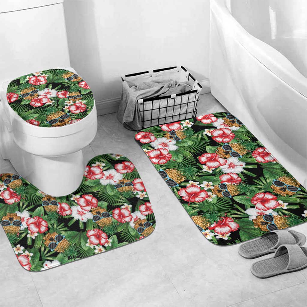 Pineapple Skull Aloha Hawaii Bathroom Set Summer Vibes Tropical Seamless Pattern - Wonder Print Shop