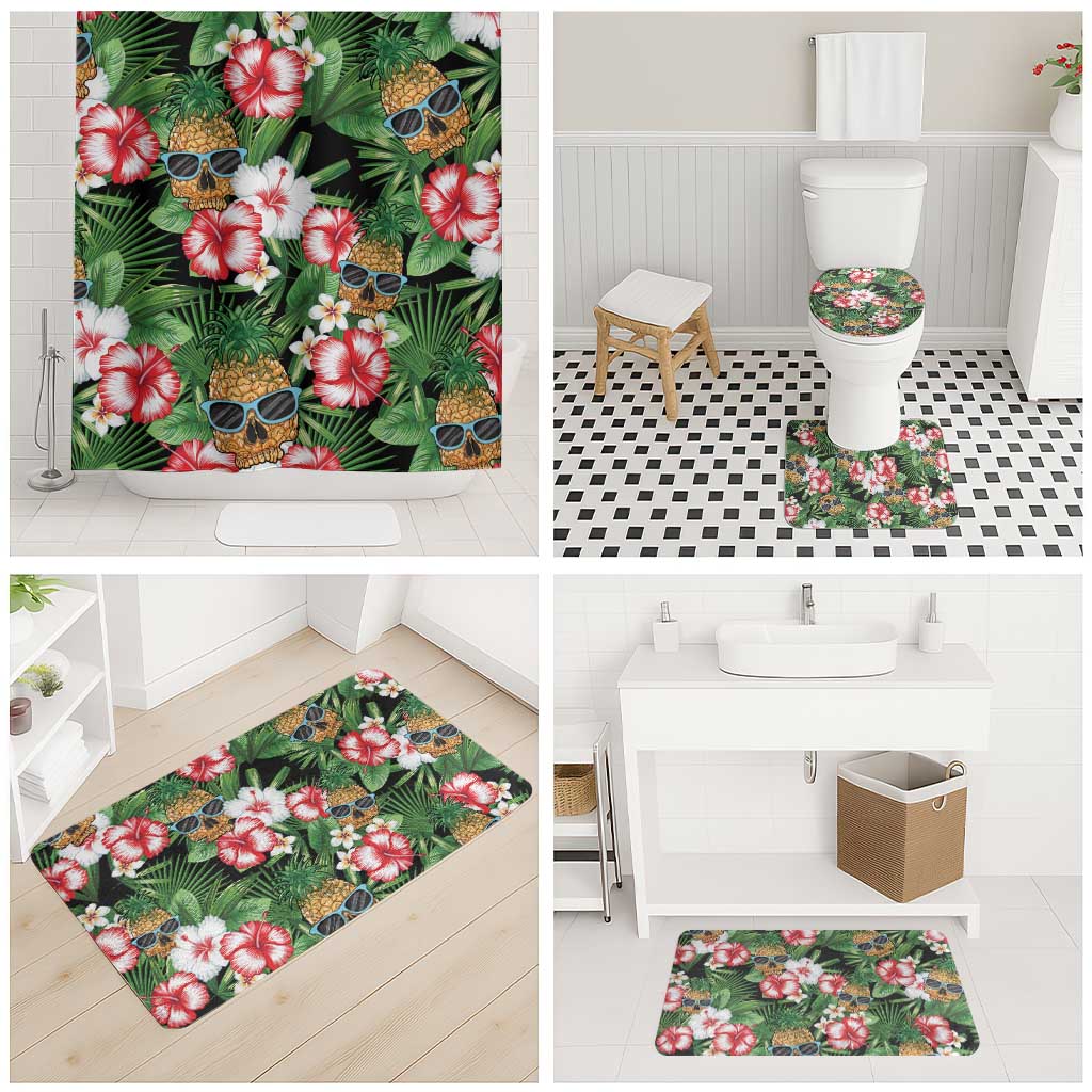 Pineapple Skull Aloha Hawaii Bathroom Set Summer Vibes Tropical Seamless Pattern - Wonder Print Shop