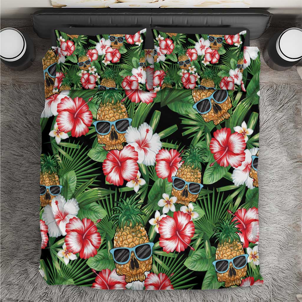 Pineapple Skull Aloha Hawaii Bedding Set Summer Vibes Tropical Seamless Pattern - Wonder Print Shop