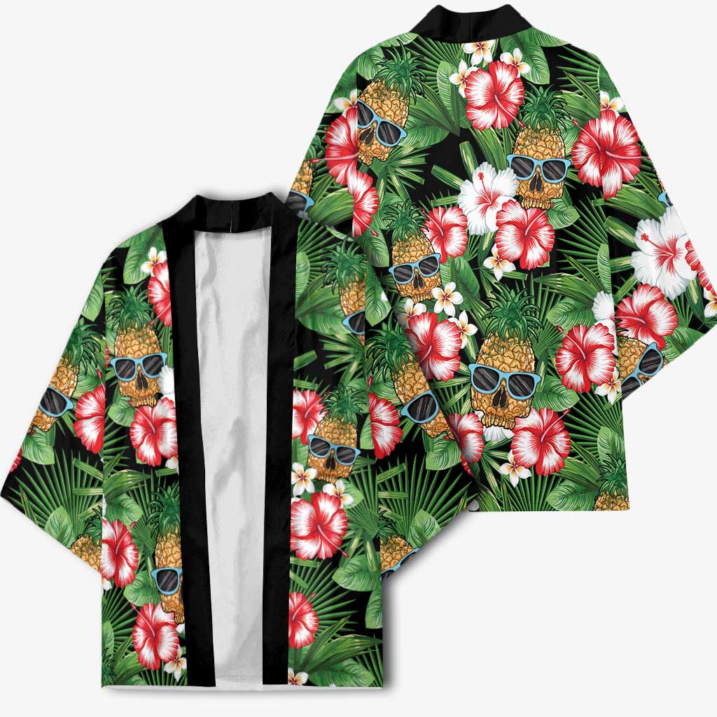 Pineapple Skull Aloha Hawaii Kimono Summer Vibes Tropical Seamless Pattern - Wonder Print Shop