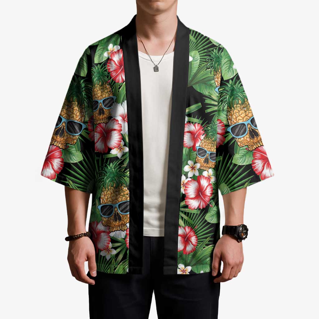 Pineapple Skull Aloha Hawaii Kimono Summer Vibes Tropical Seamless Pattern - Wonder Print Shop