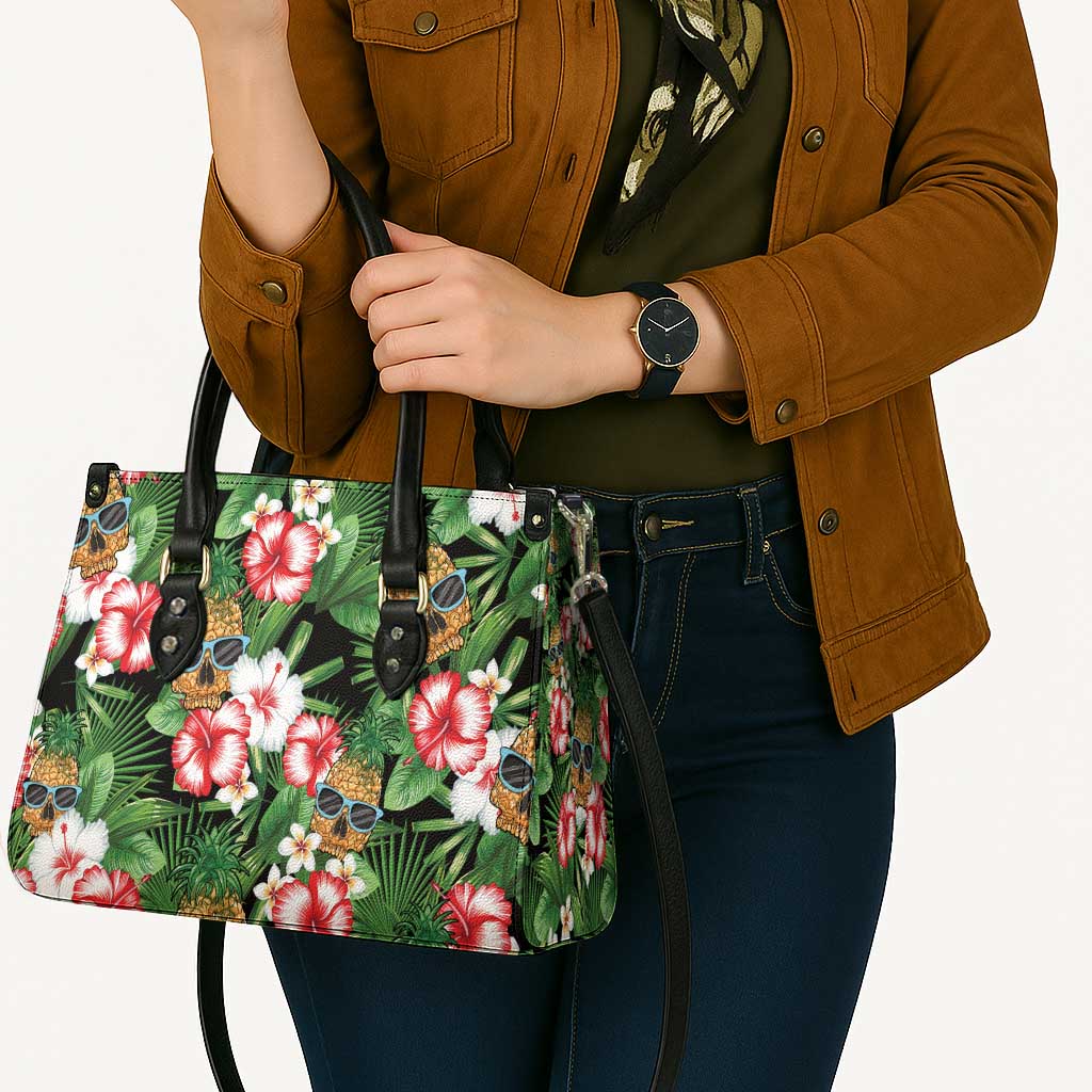 Pineapple Skull Aloha Hawaii Leather Bag Summer Vibes Tropical Seamless Pattern - Wonder Print Shop