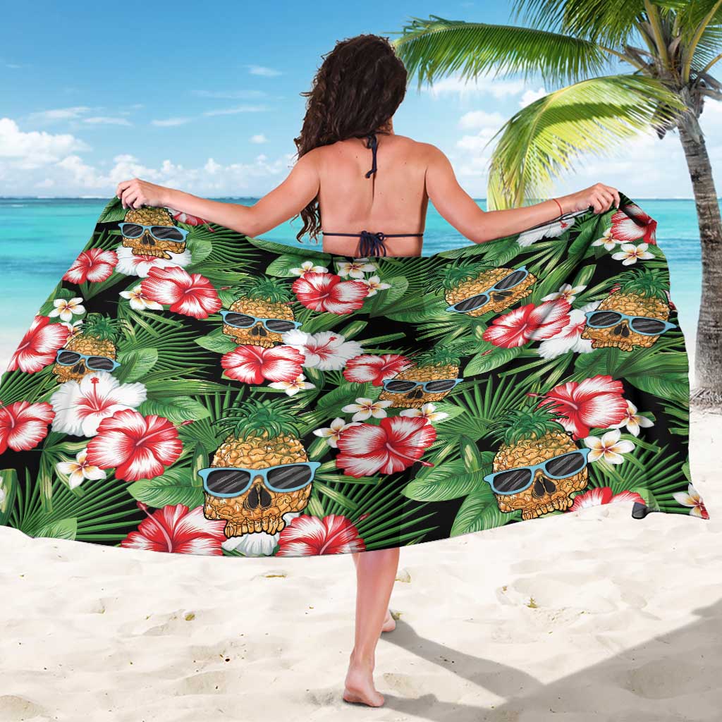 Pineapple Skull Aloha Hawaii Sarong Summer Vibes Tropical Seamless Pattern - Wonder Print Shop