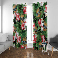Pineapple Skull Aloha Hawaii Window Curtain Summer Vibes Tropical Seamless Pattern - Wonder Print Shop