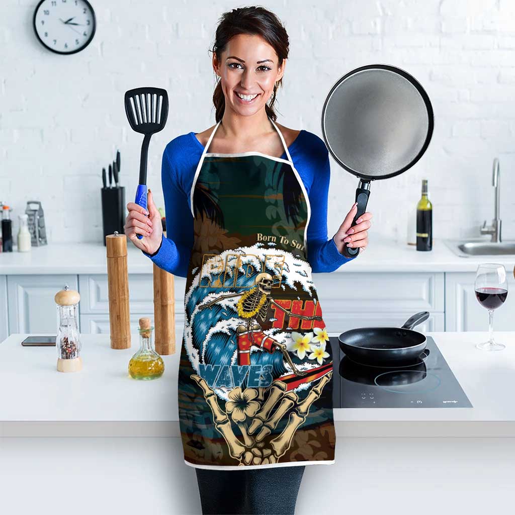 Aloha Hawaii Surfing Skull Apron Shaka Skeleton Ride The Waves - Wonder Print Shop