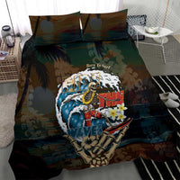 Aloha Hawaii Surfing Skull Bedding Set Shaka Skeleton Ride The Waves - Wonder Print Shop