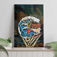 Aloha Hawaii Surfing Skull Canvas Wall Art Shaka Skeleton Ride The Waves - Wonder Print Shop