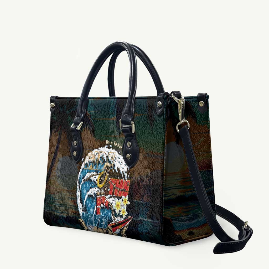 Aloha Hawaii Surfing Skull Leather Bag Shaka Skeleton Ride The Waves - Wonder Print Shop